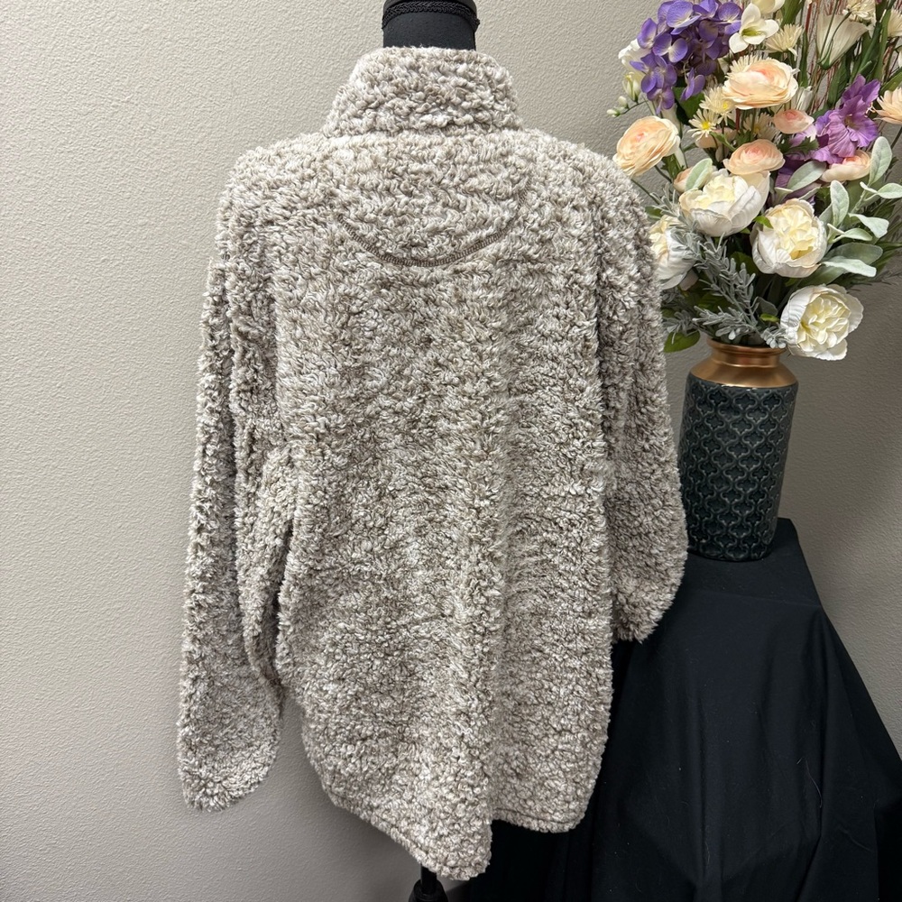 Southern Shirt Co XXL Sherpa Quarter Zip Pullover Fleece Taupe Gray Cozy Winter - Picture 5 of 11